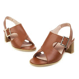 Summer Sandals Women Shoes Buckle Thick High Heels Party Shoes Fashion Open Toe Sandals Lady Yellow 2020 Plus Size