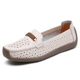 Breakj And Summer Large-Size Soft-Soled Mother Shoes Cow Skin Bean Shoes Women's Casual Shoes Flats Nurse Shoes Single Shoes Women's Working