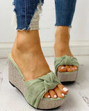 Bow Tied Slip On Leisure Platform Summer Sandals 2020 Wedges High Heels Women Shoes Woman Mules Flip