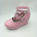 Shoes for Women Lolita Mary Jane Platform Shoes Without Heel Kawaii Girl Flat Gothic Low Casual Comfort Black