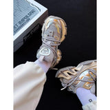 Full Of Futuristic ~ 2025 Thick-Soled Casual Sneakers Silver Old Dad Shoes ~ Sole Design