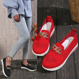 2023 New Large Size Women's Shoes Flying Woven Breathable Hollow Vamp Metal Chain Wedge Casual Single Shoes