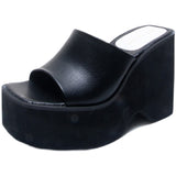 Breakj New Thick-Sed White High-Heeled Cool Drag Women's Shoes Slope Side Of The Head Slippers 35-43
