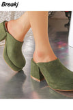 Fashion Brand Women Slippers 2023 Chunky High Heels Suede Platform Sandals European Style Office Daily Lady Sandals