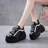 Thick Bottom Chunky Sneakers Women White Black Patchwork High Platform Shoes Woman Casual Autumn Winter Wedges