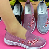Women Sneakers Mesh Breathable Floral Comfortable Mother Shoes Soft Lightweight Solid Color Fashion Female Footwear