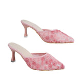 Breakj Summer New Summer Fashion Heel Sandals Women Casual Flowers Wearing Pointed Thin And Large-Size