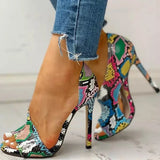 Breakj Summer Station 4243 High-Heeled Fish Mouth Sandals Women Large Size Sidefish Thin Women's Shoes Fashion