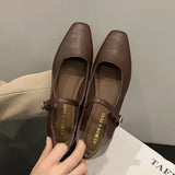 Breakj Spring New Single-Shoe Women's Fashion Side Shallow Mouth Button Mary Treasure Shoes Fashion Small Leather