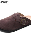 2023 New Beach Cork Slippers Casual Men Buckle Nubuck Leather Closed Toe Women Outside Slide Slip on