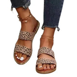 Summer New Leopard Print Large-Size Slippers Women Wear Broadband Flat-Bottomed Cool