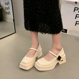 Chunky Heels Women 2024 Spring Summer New Fashion Casual Mary Jane Shoes Ladies Designer Leather Sandals