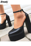 Pumps Chunky Heel Ankle Strap Shoes 2023 Spring Summer Fashion Sexy Mary Janes Wedding Shoes Pumps Big Size