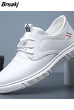 Business Men's Casual Leather Shoes Breathable Platform Shoes for Men Summer Lace-up Loafers Male Sneakers Tenis