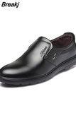 Leather Four Seasons Men's Business Shoes Round Head Shallow Mouth Shoes Lazy Casual England Formal Work Men Flat