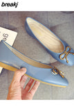 Women Soft Leather Ballerina Flats Comfortable Green Pink Beige Ballet Flats Square Toe korean Boat Shoes Plus Size