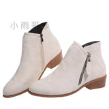 Martin Boots Women Winter Side Zipper Short Boots Low Round Head