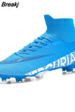 Men Soccer Shoes Turf Black Kids Cleats Training Football Boots High Ankle Sport Sneakers Size