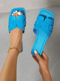 43 Flat-Bottomed Cool Slippers 2025 New Casual Wear Simple Fashion Round-Headed Beach