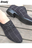 Men Classic Business Shoes Man Dress Shoes Fashion Korea Pointed Toe Lace-Up Formal Wedding Shoes Men Black Lattice