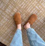 Breakj Yards Real Soft Leather Birken Shoes Women's Bao Head Cork Bottom Of The Raised Half-Slipper Wearing A Foot Pedal