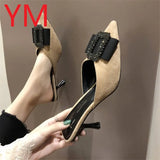 3Colour Shallow Women Pumps Summer Wedding Shoes Stiletto High Pointed Toe With Crystal Heel Sandals Ladies Sandalia