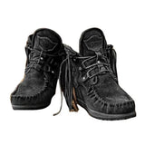 Women Ankle Boots Retro Medieval Faux Suede Leather Tassel Short Boot Round Toe Western Cowboy Boots Casual Shoes Size