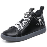 Breakj Women's Autumn And Winter 2023 New Cowhide Tight With Flat-Soled Sports Shoes Casual Single Shoes Help Small White Shoes Female