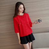 2020 Autumn Sweater Women Slim Knitted Cardigan Pearl Beading Sweet Women Cardigans Pull