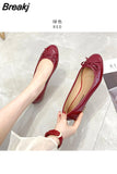 Flats Shoes Women Classics Casual Loafers Red Patent Leather Lady Fashion Design Bowknot Shoes for Woman's