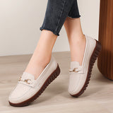Breakj New Women's Shoes Leather Flat Sole Women's Bean Shoes One Foot Pedal Casual Women's Comfortable Mother