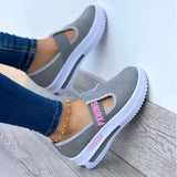 Breathable Mesh Round Toe Platform Sports Shoes Women Size 43 Velcro Wedge Casual Sneakers Women Non Slip Vulcanized