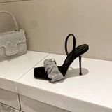 Star style Luxury Rhinestones Women Sandals Elegant stiletto High heels Slingback Gladiator sandals Summer Party Prom