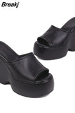 Dropship Brand New 2023 Summer Chunky Platform Wedges Women Slipper Mules Shoes Comfy Fashion Woman Shoes