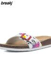 2023 New Fashion Summer Cork Slipper Women Casual Beach Mixed Color Flip Flops Slides