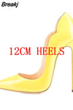 Curl Upper Women Patent Pointed Toe Stiletto High Heels Sexy Ladies Party Dress Shoes Club Dance Pumps Plus
