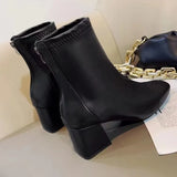 Breakj Boots 2023 New Female Boots Winter Head Behind The Zipper Short Boots Women's Coarse And Middle Boots
