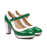 10 Colors Large Size Women Strap Pumps Patent Leather Platform Spike High Heels Round Toe Party Wedding Shoes Bridal