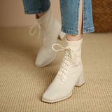 5cm HOT women Ankle boots Leather 35-39 feet length boots for women Round Toe Chelsea boots high heel boots