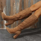 Breakj Size 2025 New Autumn And Winter Fashion Women's High-Heeled Long-Heeled Over-Knee Boots Thick Heel Thick Thick Thick Sand