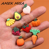 Single Sale Cute Mini Shoe Charms Accessories Simulation Fruits&Vegetables Shoe Decoration fit croc jibz Kid's X-mas
