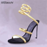 Strap High Heel Sandals Women Summer 2024 Ankle Strap Banquet Party Shoes Narrow Band High Heels Ladies Gladiator