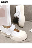 Shoes Thick Bottom Round Toe Shoes Spring Shallow Mouth Women Shoes Thick Bottom Medium Heel Single Shoes