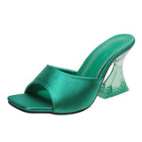 Breakj Summer New Transparent High-Heeled Shoes Net Red Design Square Head Sandals Fashion Korean Version Of The Temperament Cool