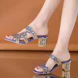 Fashion Rhinestone Thick With Slippers Female Summer High With Cool Drag 42 Yards New Set Diamond Hollow Out High With Cool