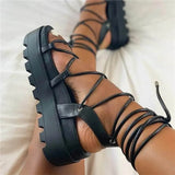 Gladiator Platform Sandal Ladies Ankle Wrap Wedge Female Fashion Lace Up Shoe Women Non Slip Women's Footwear Plus Size