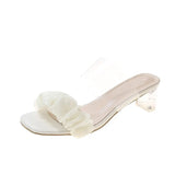 Breakj New Korean Version Of The Fairy Wind Transparent And Thick With A Word Of Head Folded Cold Slippers Xia Gao And Slippers