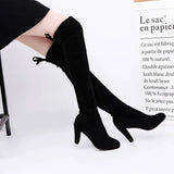 Breakj New Long Boots Over The Knee Boots Round Head Frosted Skin Thick And High Boots Long Boots