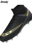 Men Soccer Shoes Turf Black Kids Cleats Training Football Boots High Ankle Sport Sneakers Size