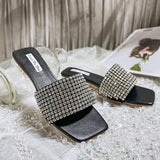 Diamonds Slippers Woman Transparent Heels Sandals Plus Size 34-43 Ladies Casual Flipflops Femme Comfy Slides Crystal